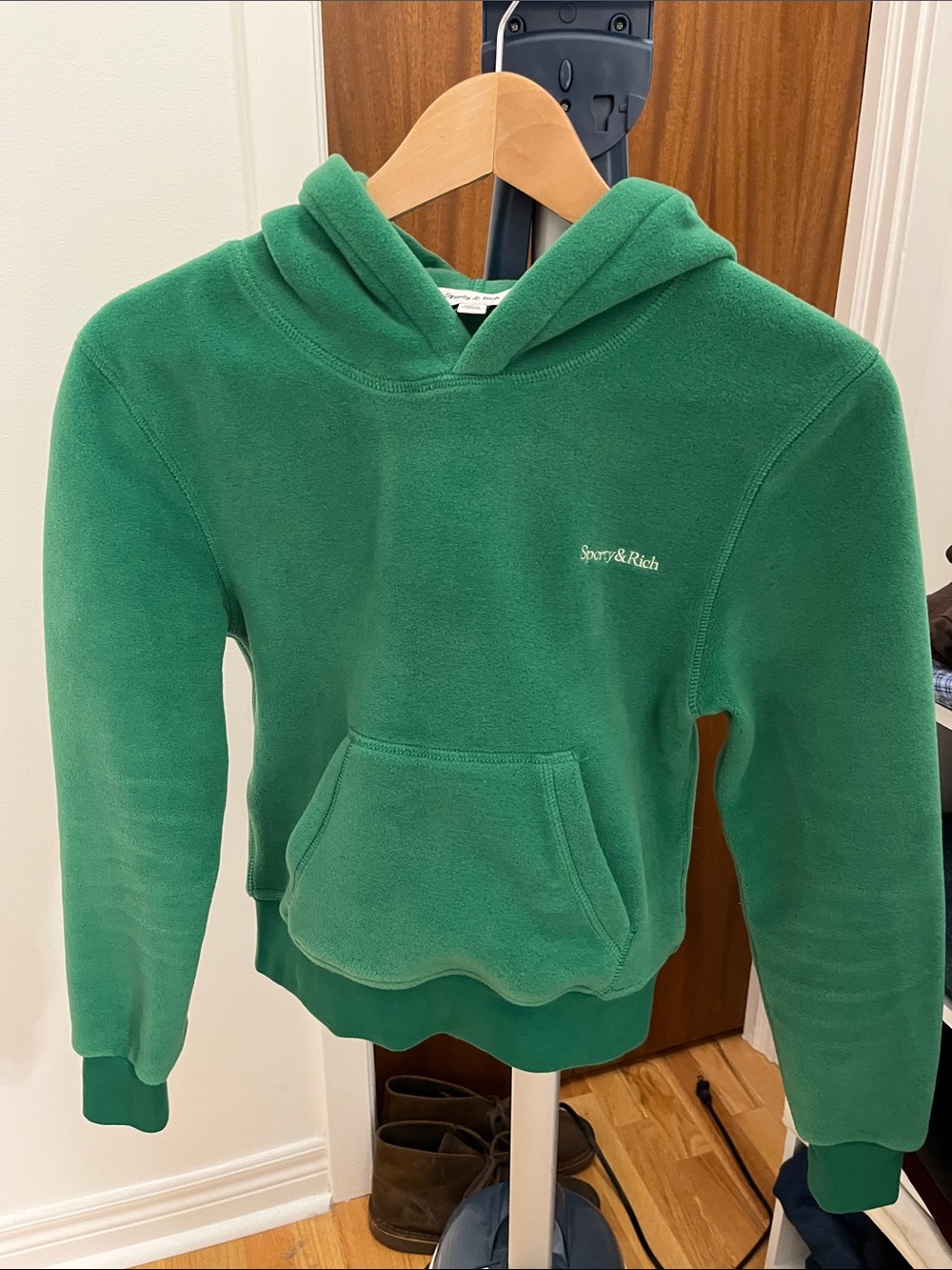 Sporty & Rich Green Hooded Fleece Sweatshirt - Women's xs